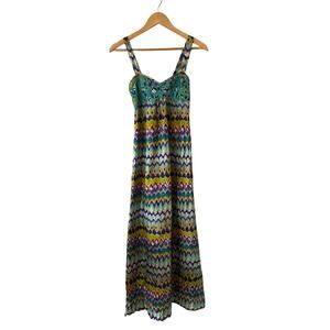 Diane Samandi Multi Color Tribal Print Silk Maxi Dress Size XS